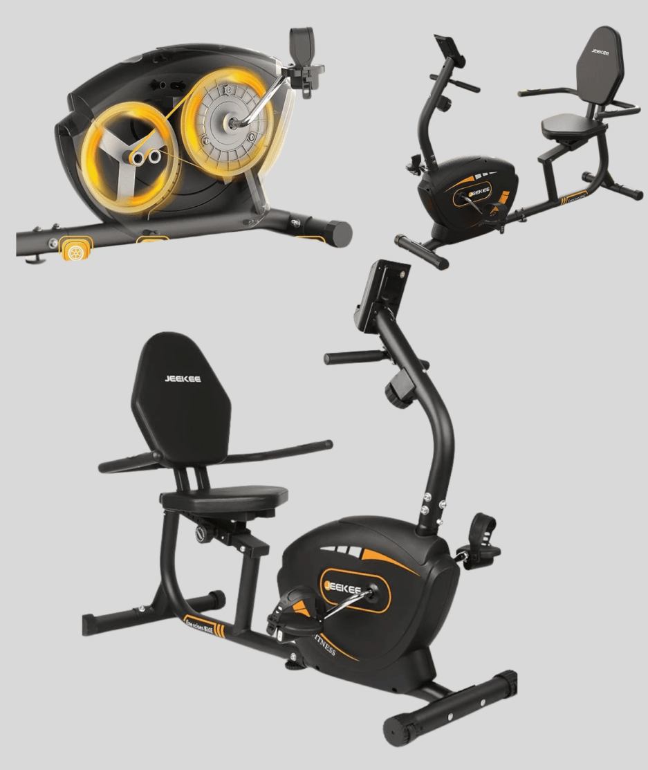 "JEEKEE Recumbent Exercise Bike: Magnetic Cycling for Home"