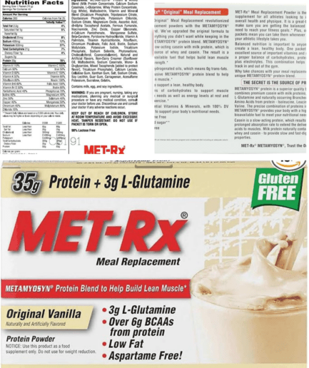 Power Up with MET-Rx: 40 Packets of Original Vanilla Powder